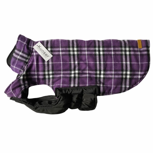 Kuoser Other - NEW Reversible Dog Coat M/L Purple / Black Plaid NWT